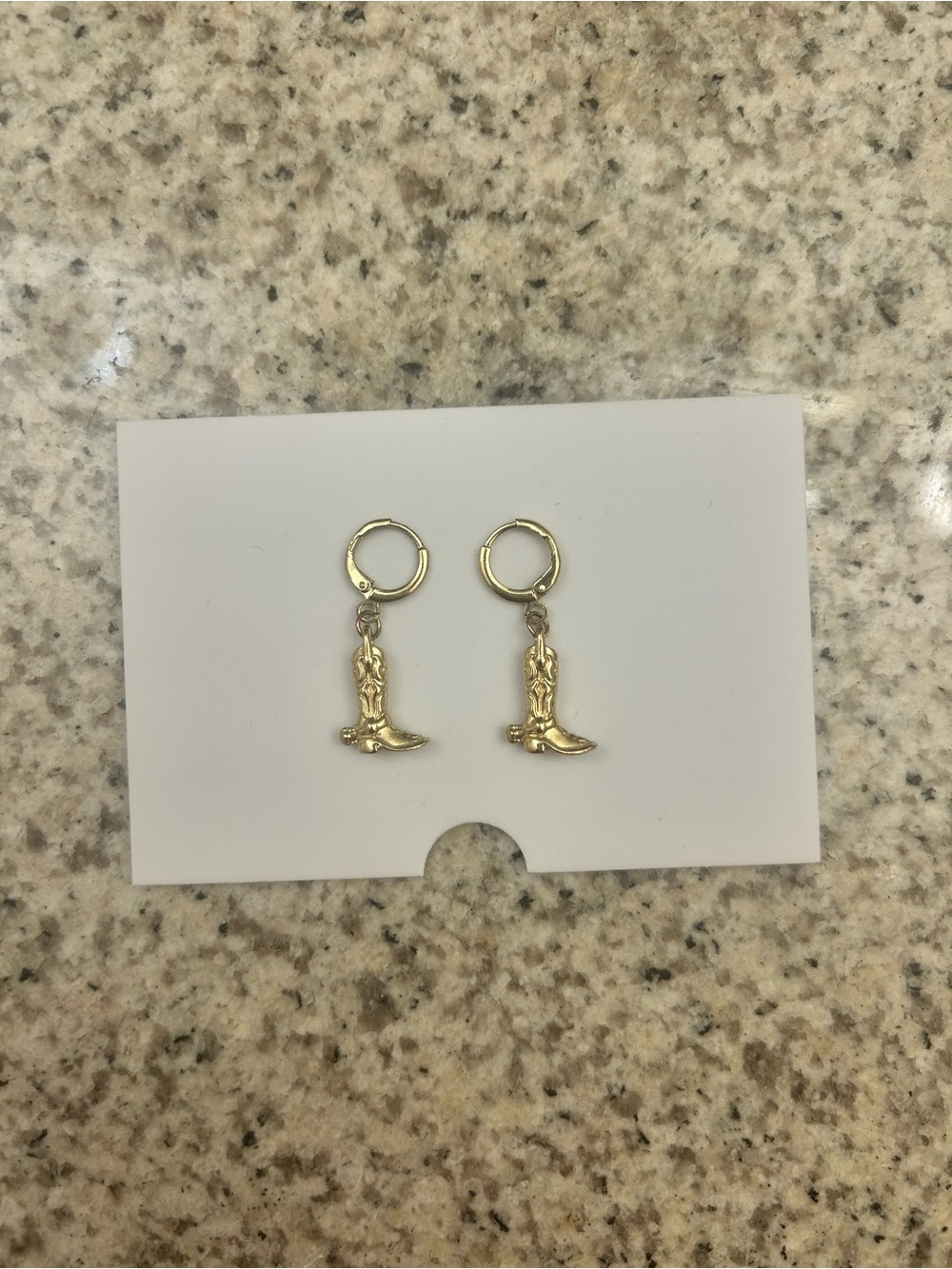 Gold Cowboy Boot Charm Hoop Earrings - Women Jewelry
